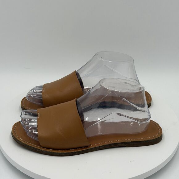 Madewell Shoes - Madewell The Boardwalk Post Slide Women's Size 8.5 Tan Leather Sandals Thong